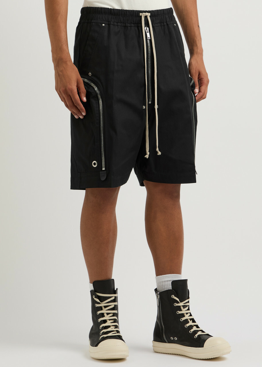 Rick Owens Bauhaus Bela Stretch-cotton Cargo Shorts Black
