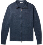 Inis Meáin - Washed-Linen Zip-Up Cardigan - Blue