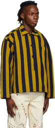 Bode Navy & Yellow Champlain Stripe Pullover