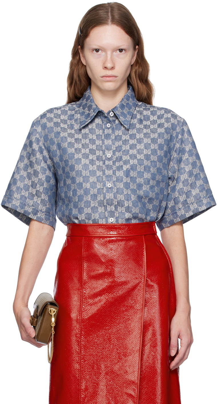 Gucci Navy & Off-White GG Shirt