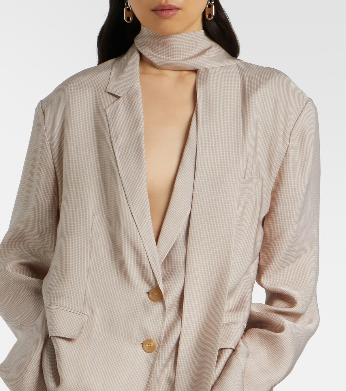 Acne Studios Checked scarf-detail blazer