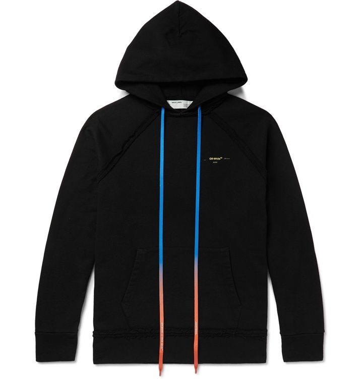 Photo: Off-White - Logo-Print Loopback Cotton-Jersey Hoodie - Black