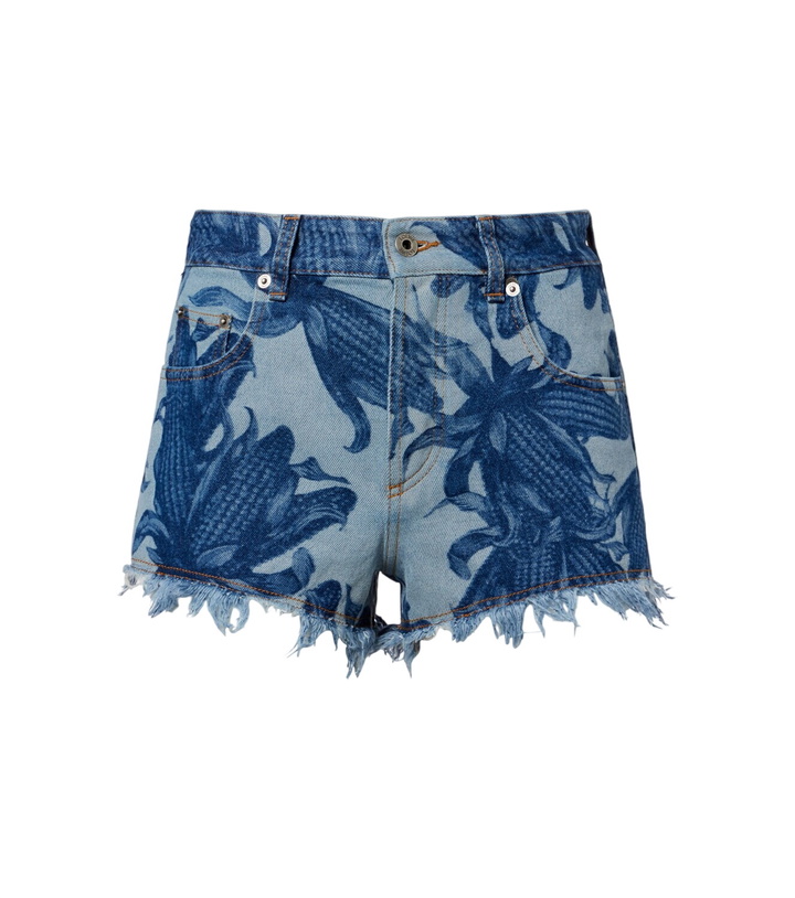 Photo: Loewe Paula's Ibiza frayed printed denim shorts