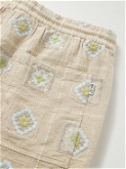NN07 - Gregor 5398 Straight-Leg Embroidered Linen-Blend Drawstring Shorts - Neutrals