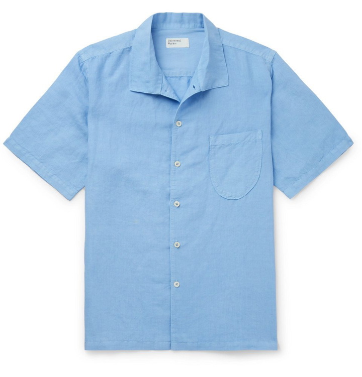 Photo: Universal Works - Overdyed Linen and Cotton-Blend Shirt - Blue