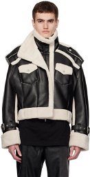 Feng Chen Wang Black Paneled Faux-Leather Jacket