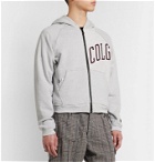 Reese Cooper® - Panelled Printed Loopback and Fleece-Back Cotton-Jersey Zip-Up Hoodie - Gray