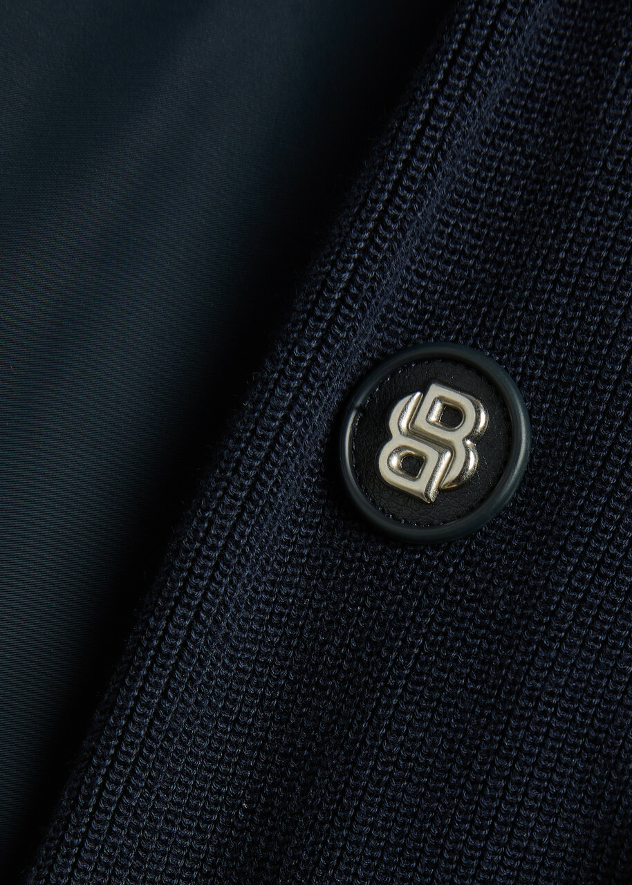 Boss Quilted Knit Cotton and Shell Jacket Navy