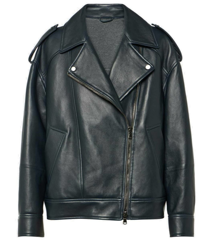 Photo: Brunello Cucinelli Oversized leather biker jacket