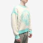 Palm Angels Men's Sprayed Palm Cable Knit Sweat in Off White