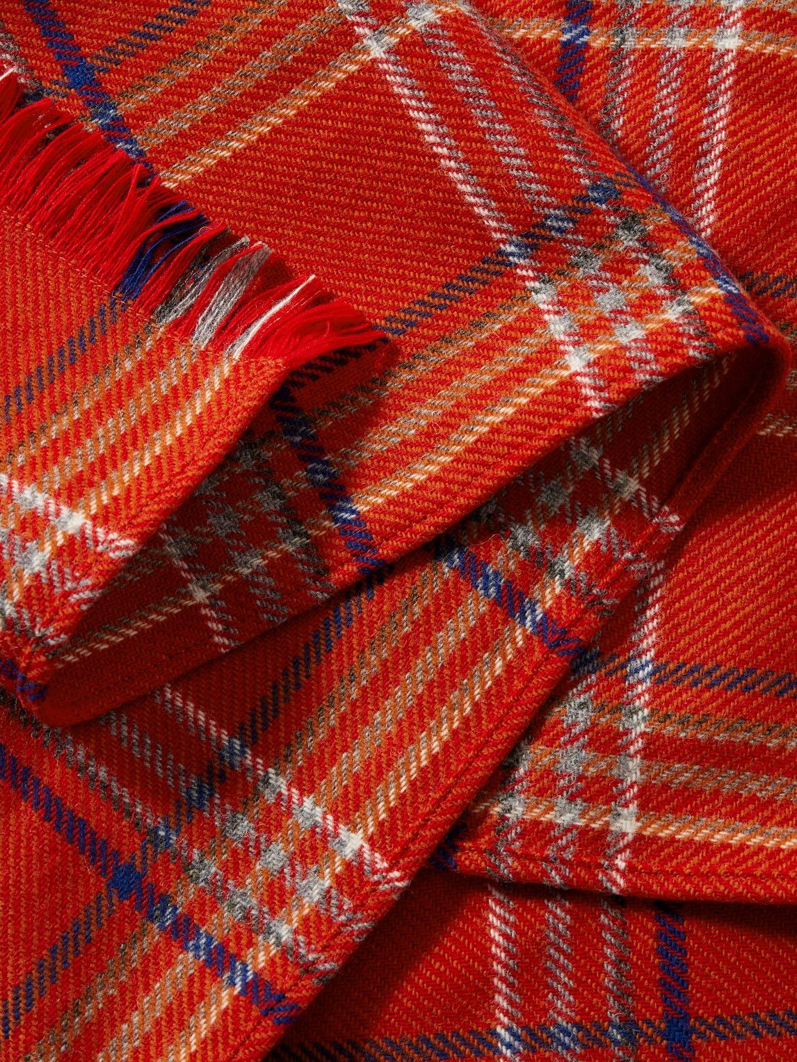 BODE - Gable Checked Fringed Wool Scarf