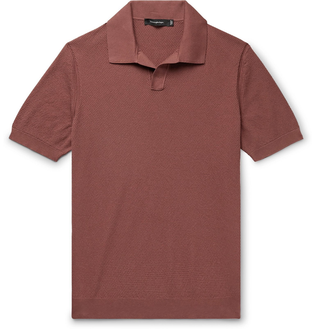 Ermenegildo Zegna - Textured-Cotton Polo Shirt - Red Ermenegildo Zegna