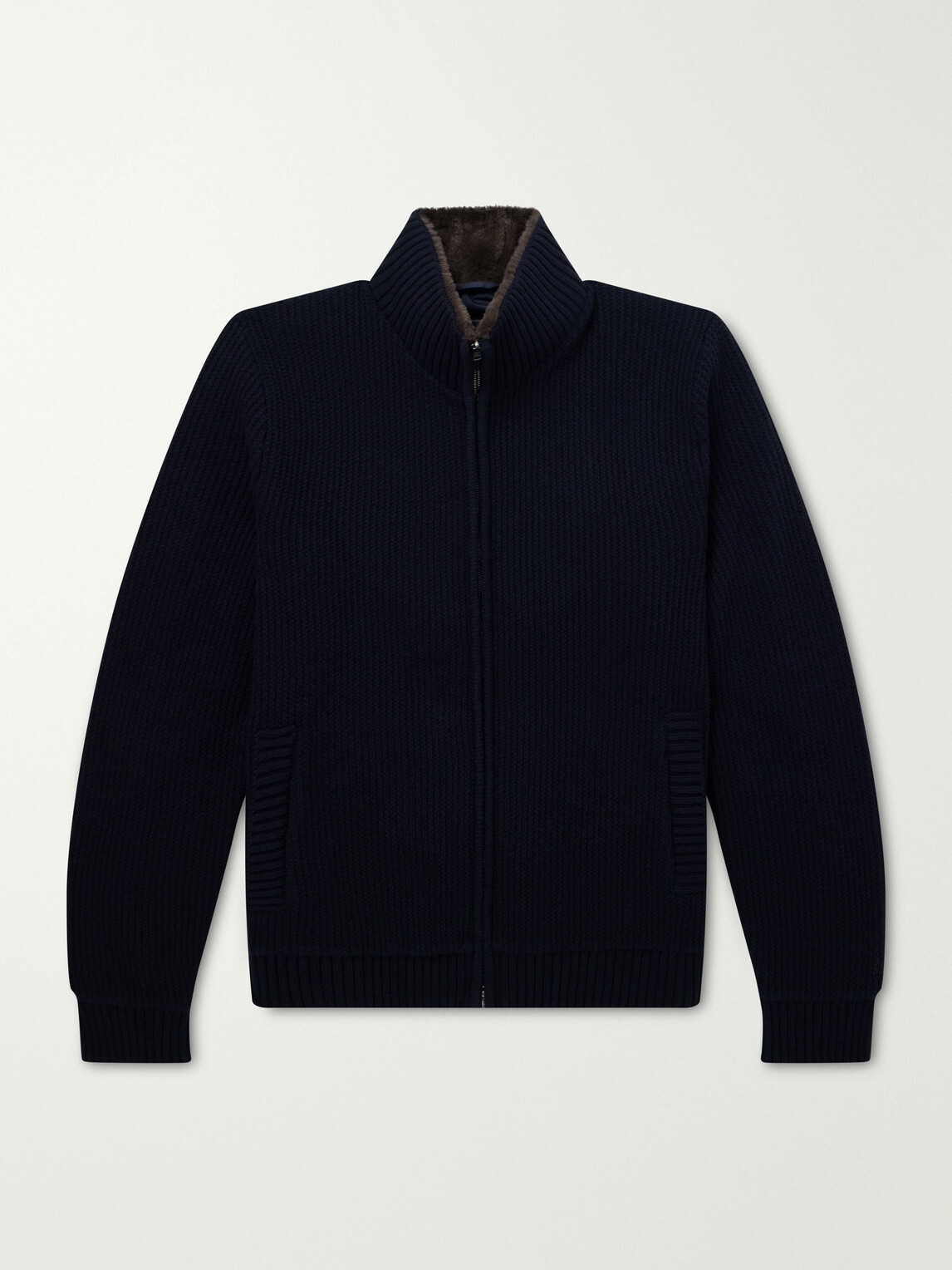 Herno - Wool Zip-Up Cardigan - Blue