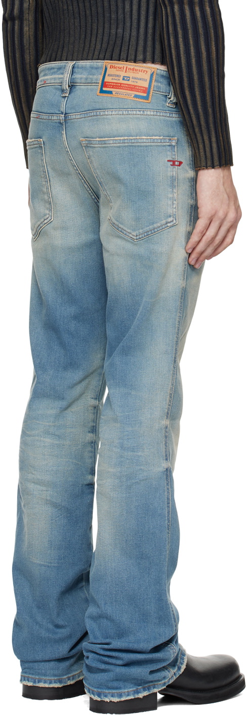 Vintage 90s 00s Y2K Blue Diesel Embroidered Distressed Denim Bootcut Jeans 14 M