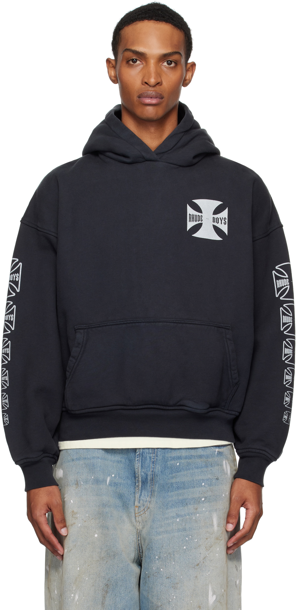 Rhude Black Crystal Logo Hoodie Rhude