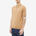 John Smedley Men's Adrian Cotton Knitted Polo Shirt in Light Camel