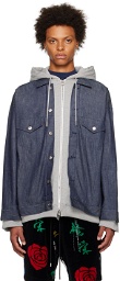 mastermind JAPAN Blue Hooded Denim Jacket
