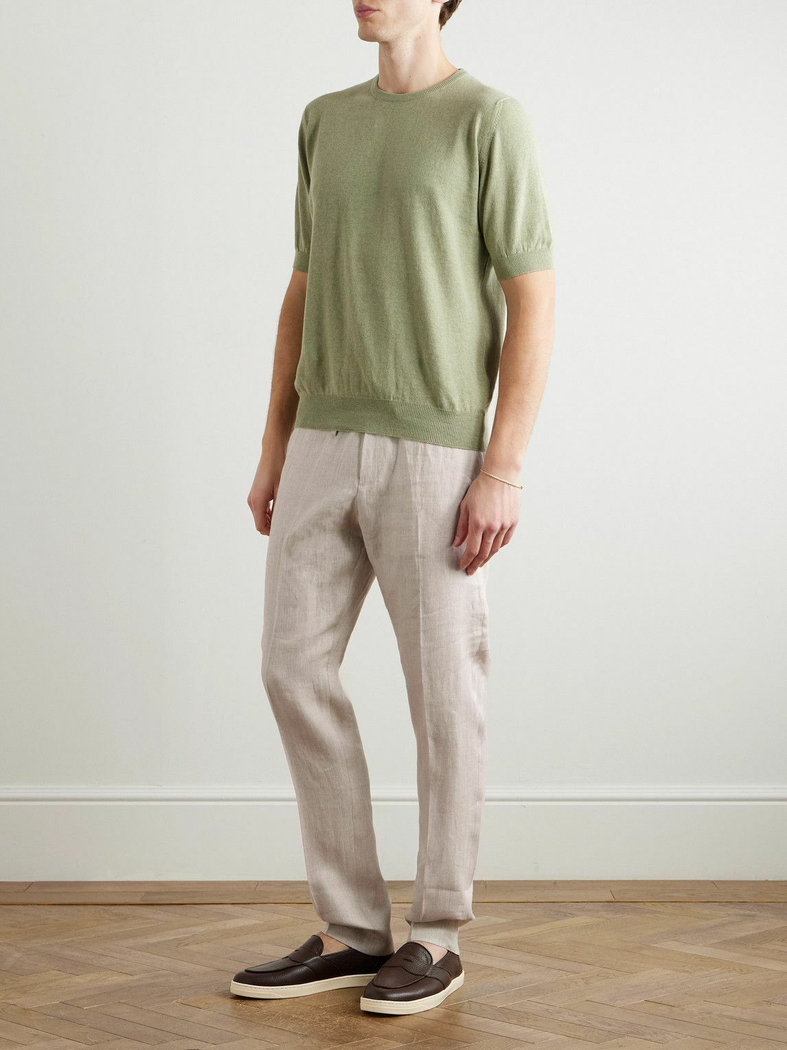 Kingsman - Straight-Leg Herringbone Linen Drawstring Trousers - Neutrals
