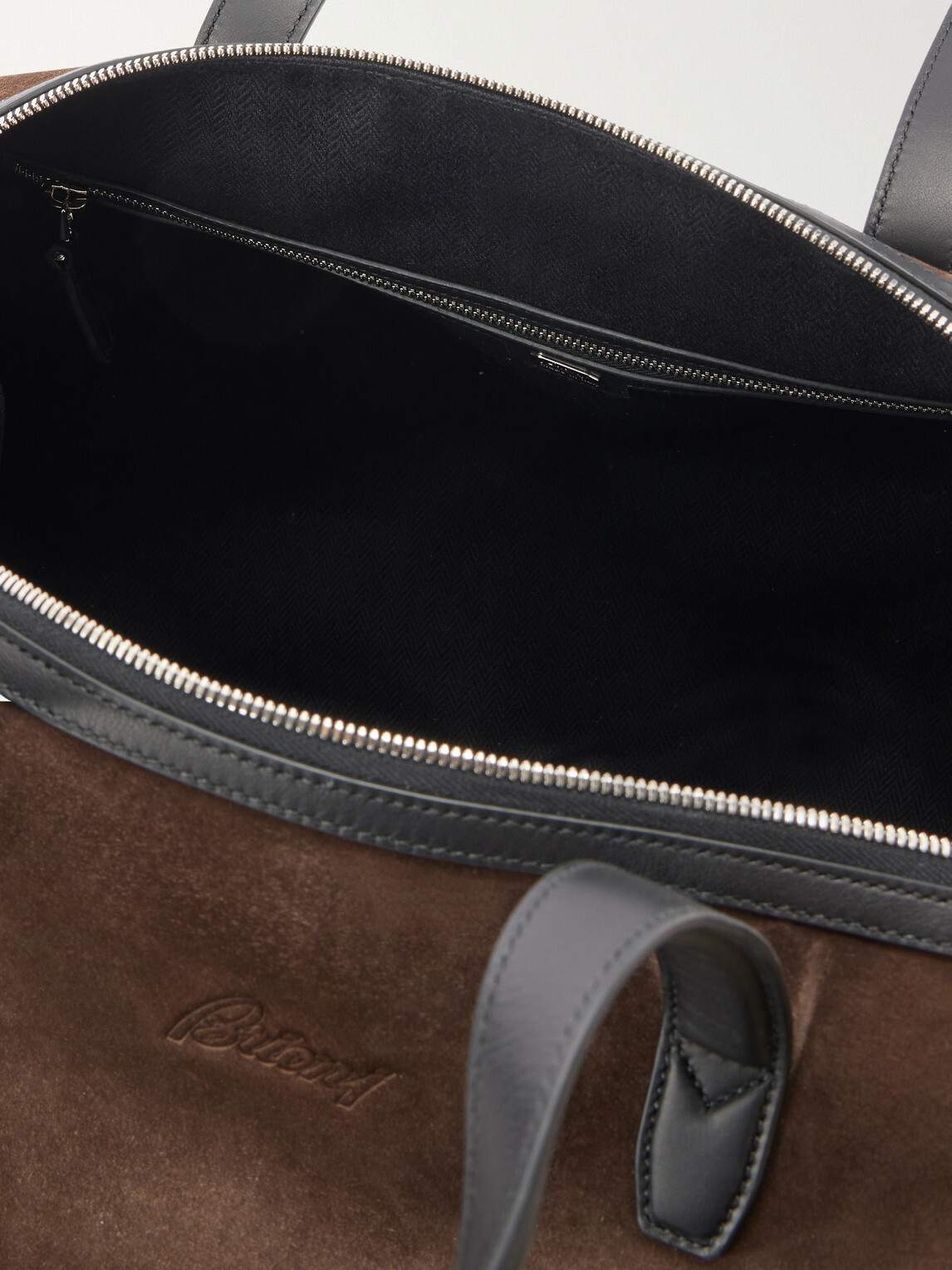 Brioni - Leather-Trimmed Suede Weekend Bag - Brown