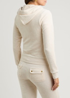 Juicy Couture Robertson Hooded Velour Sweatshirt Cream