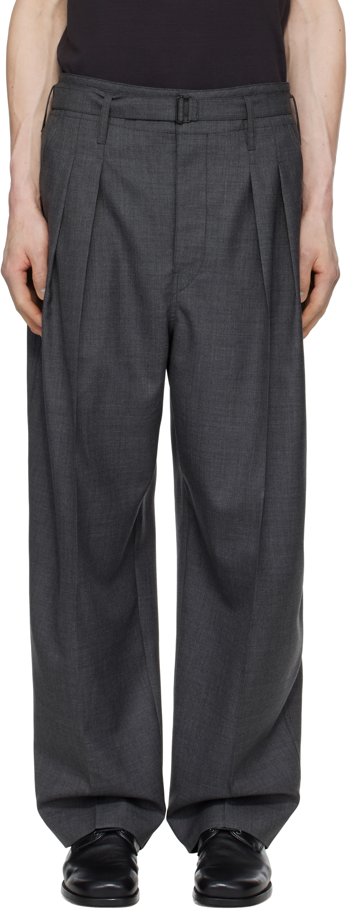 LEMAIRE BELTED PLEATED グレー ベルト付きパンツ LEMAIRE Gray Belted Pleated Trousers Lemaire
