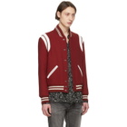 Saint Laurent Red Wool Teddy Bomber Jacket