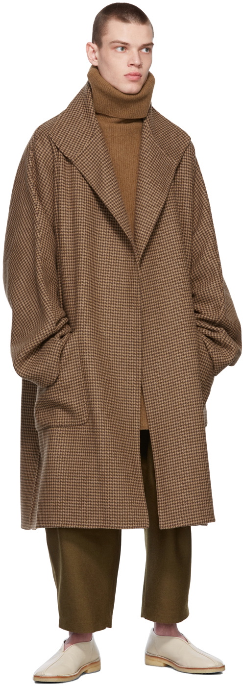 Hed Mayner Brown Wool Houndstooth Coat Hed Mayner