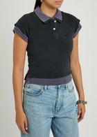 Alexanderwang.t Layered Shrunken Cotton-blend Polo Shirt Navy