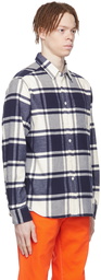 Noah Off-White & Navy Cotton Check Shirt