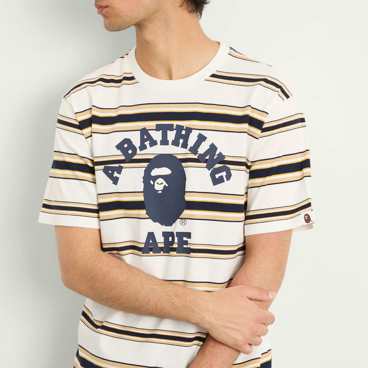 A Bathing Ape Men's College Stripe T-Shirt in White