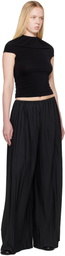 ALAINPAUL Black Gathered Neck Tank Top