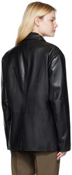 The Frankie Shop Black Faux-Leather Olympia Blazer