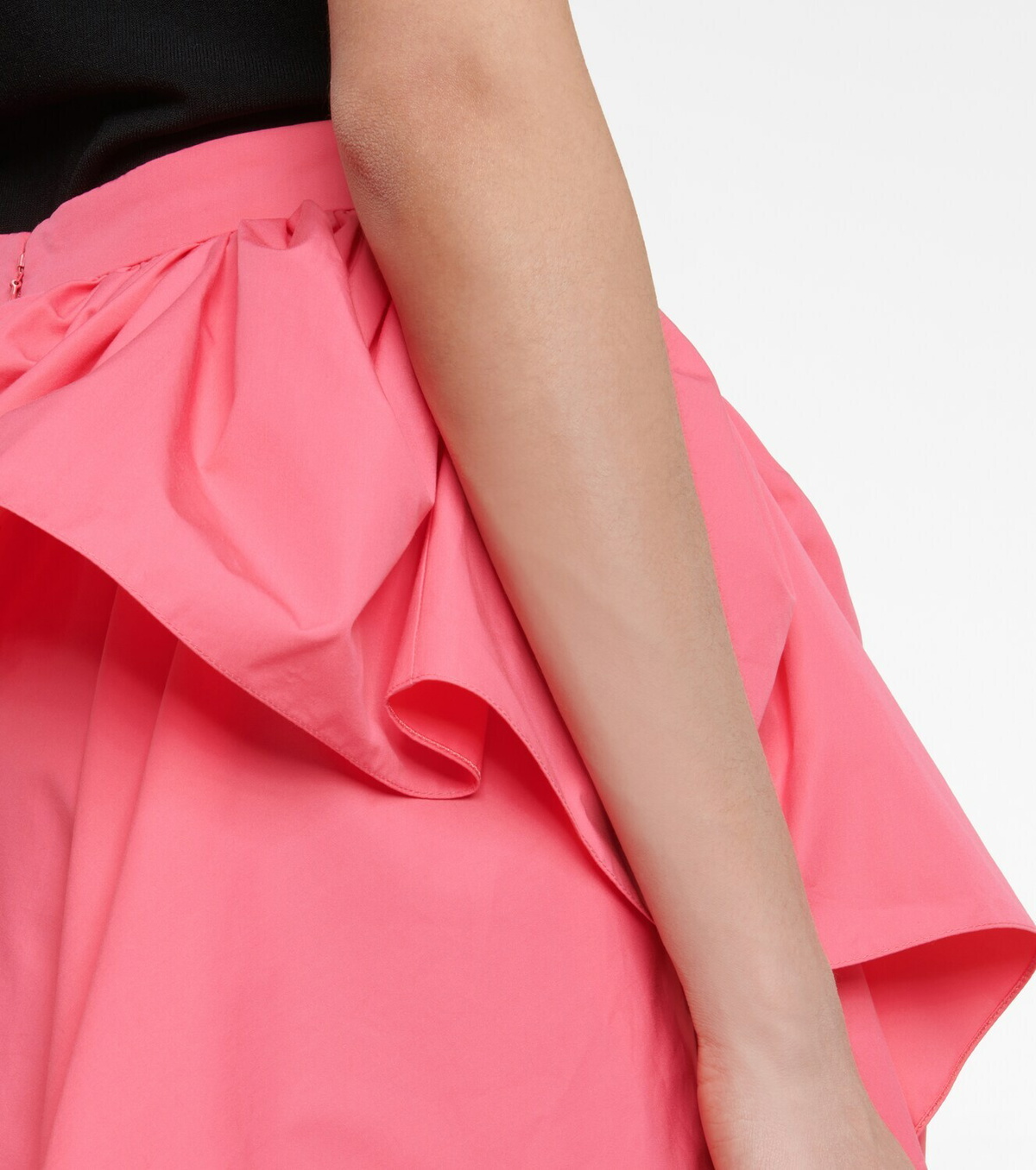 Alexander McQueen Ruffle-trimmed faille midi skirt Alexander