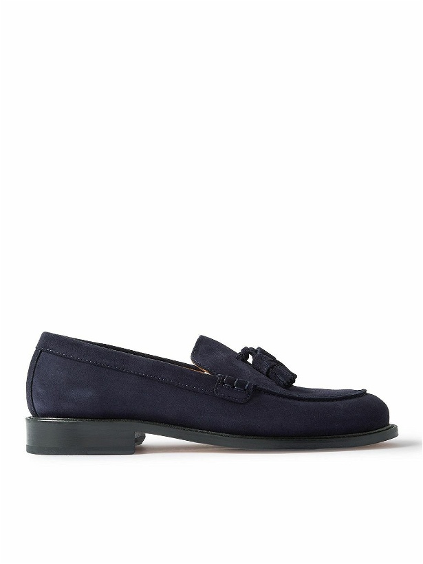 Photo: Mr P. - Tasseled Regenerated Suede by evolo® Loafers - Blue