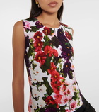 Oscar de la Renta Floral cotton-blend tank top