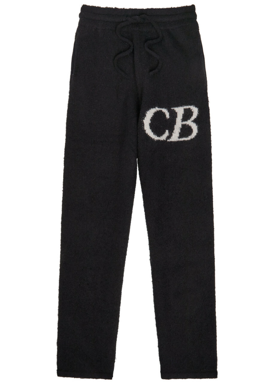 Cole Buxton Logo-intarsia Brushed Wool-blend Trousers Black