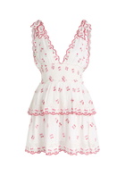 Loveshackfancy Soira Embroidered Cotton Mini Dress White And Pink
