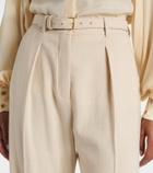 Loro Piana Belted linen and wool straight pants