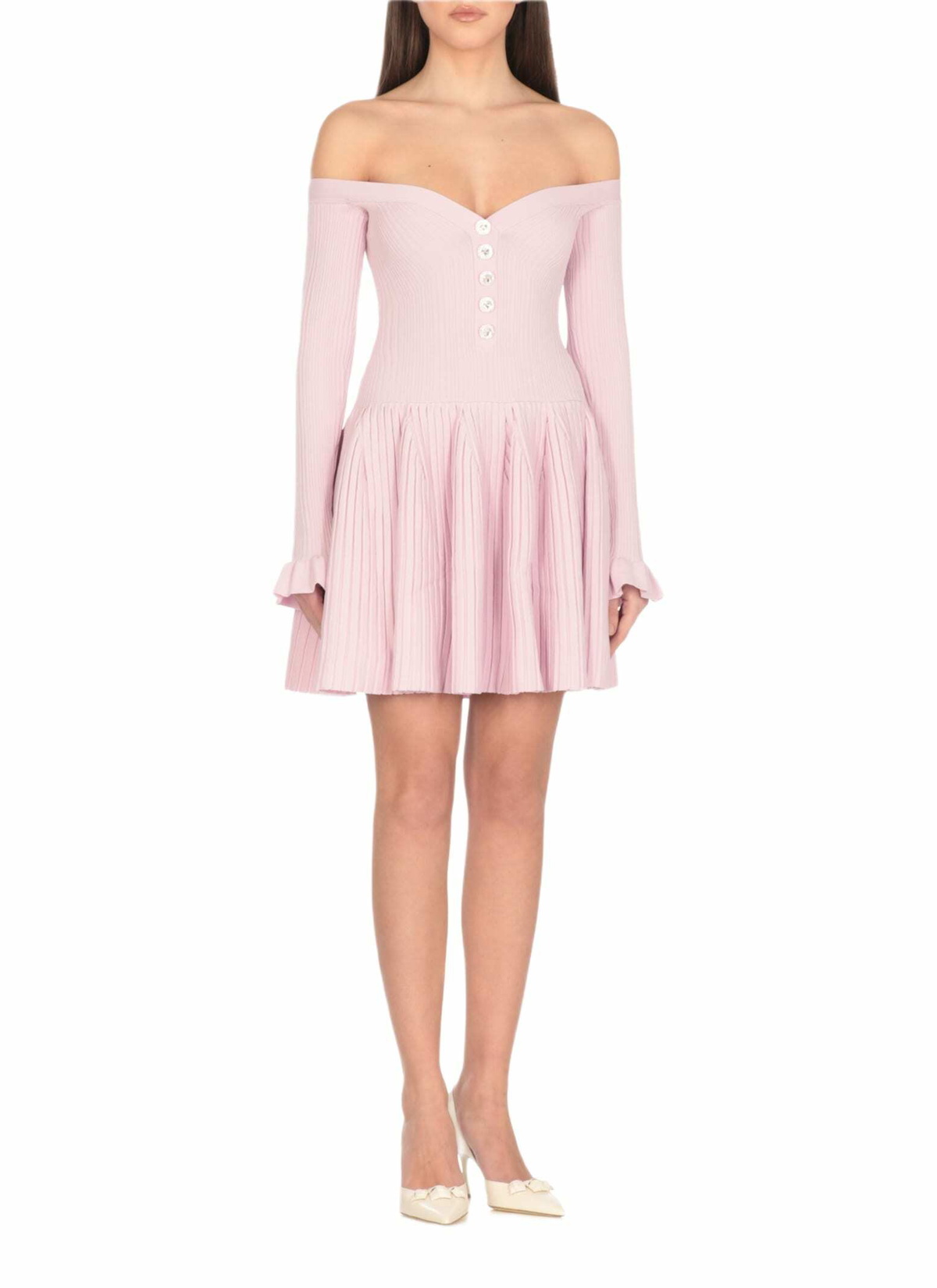 self-portrait Ribbed Knit Mini Dress Self-Portrait