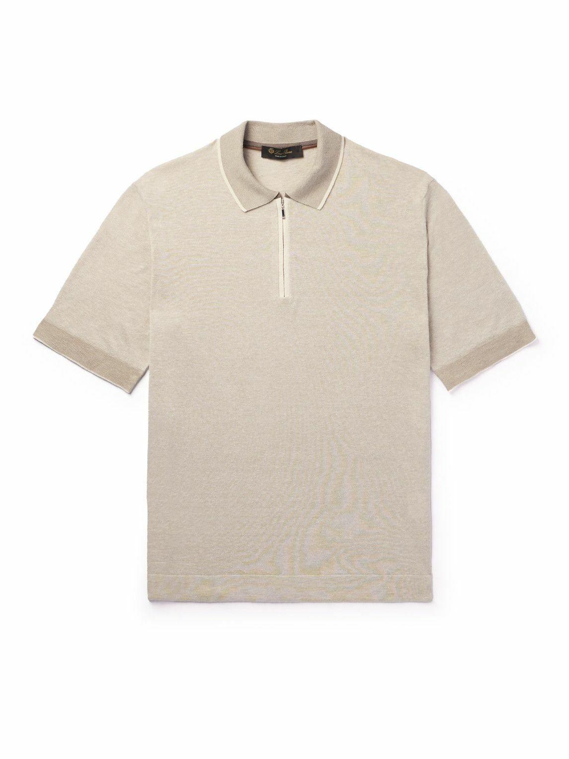 Loro Piana - Slim-Fit Striped Silk and Linen-Blend Polo Shirt - Neutrals