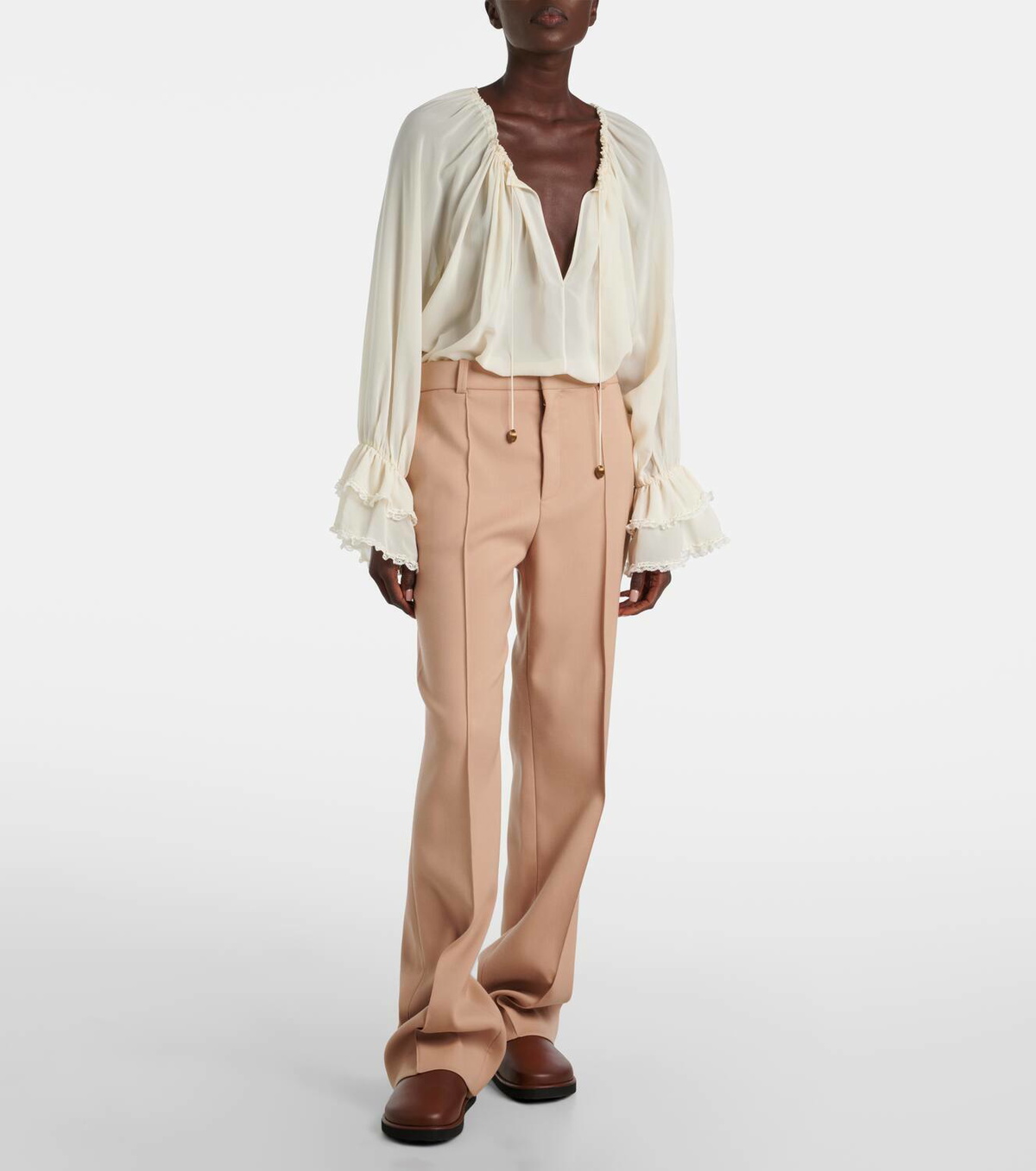 Chloé Gathered silk georgette blouse Chloe