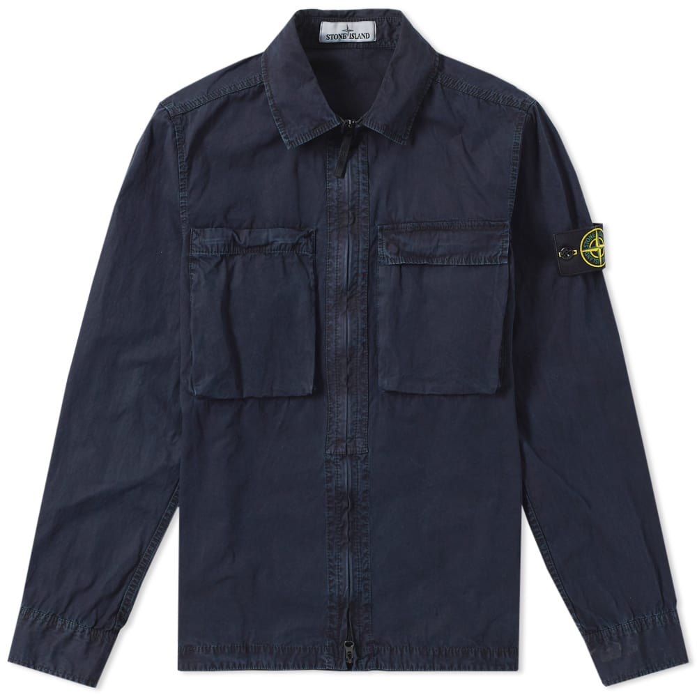 Stone Island Tela Smerigliata Garment Dyed Zip Overshirt Stone Island