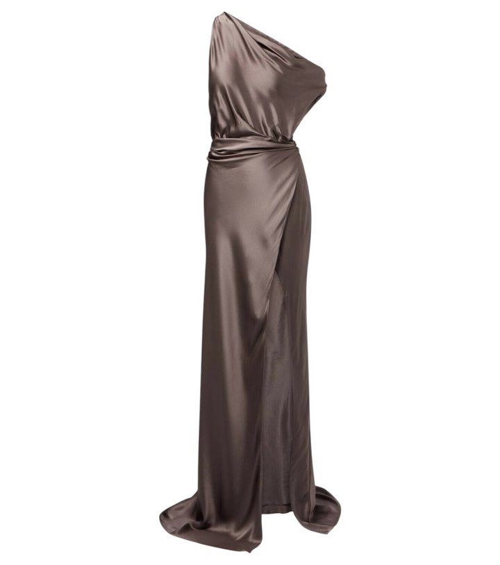 Photo: The Sei Draped one-shoulder silk satin gown