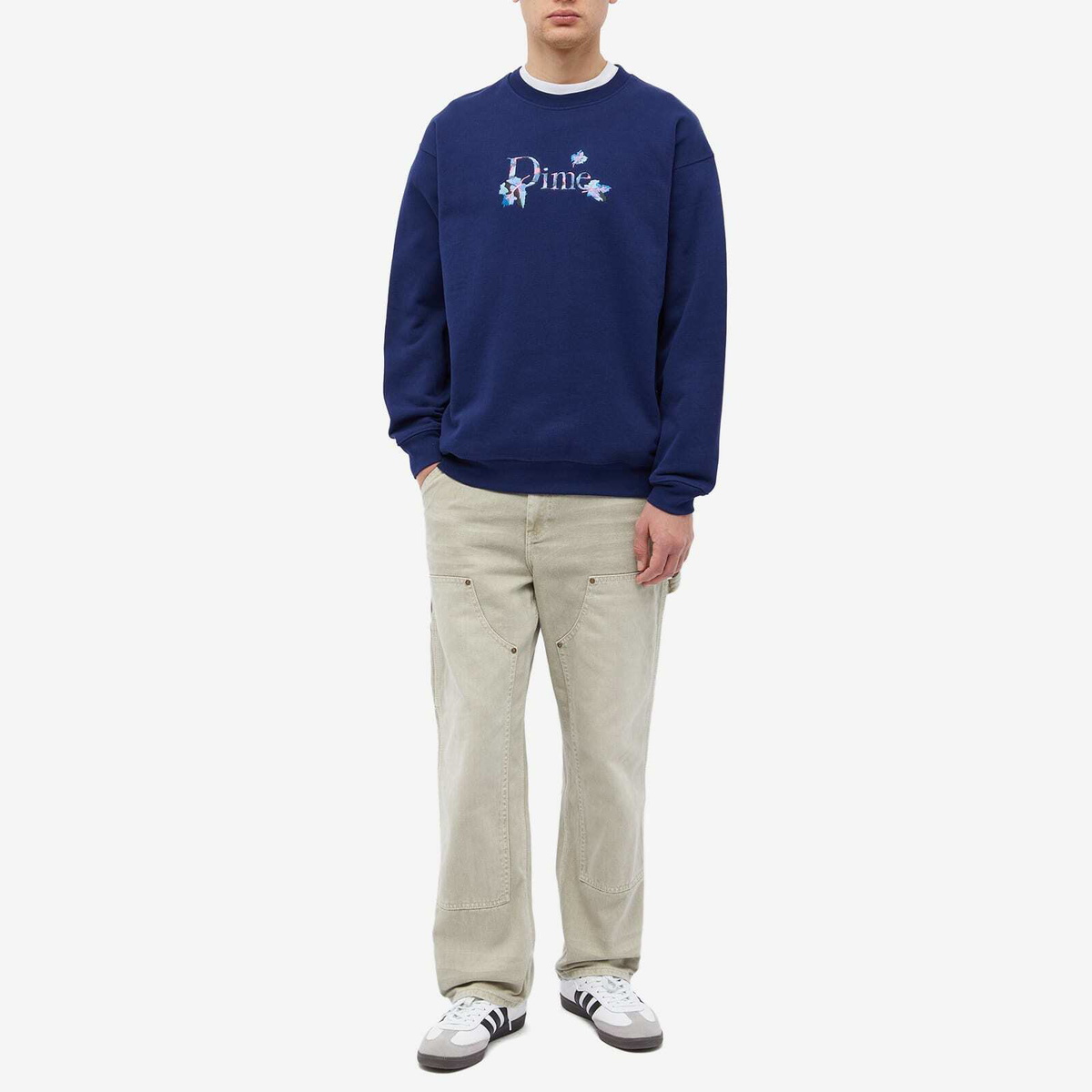 Dime Men's Classic Leafy Crew Sweat in Navy Dime