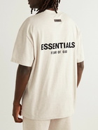 FEAR OF GOD ESSENTIALS - Logo-Flocked Cotton-Jersey T-Shirt - Neutrals