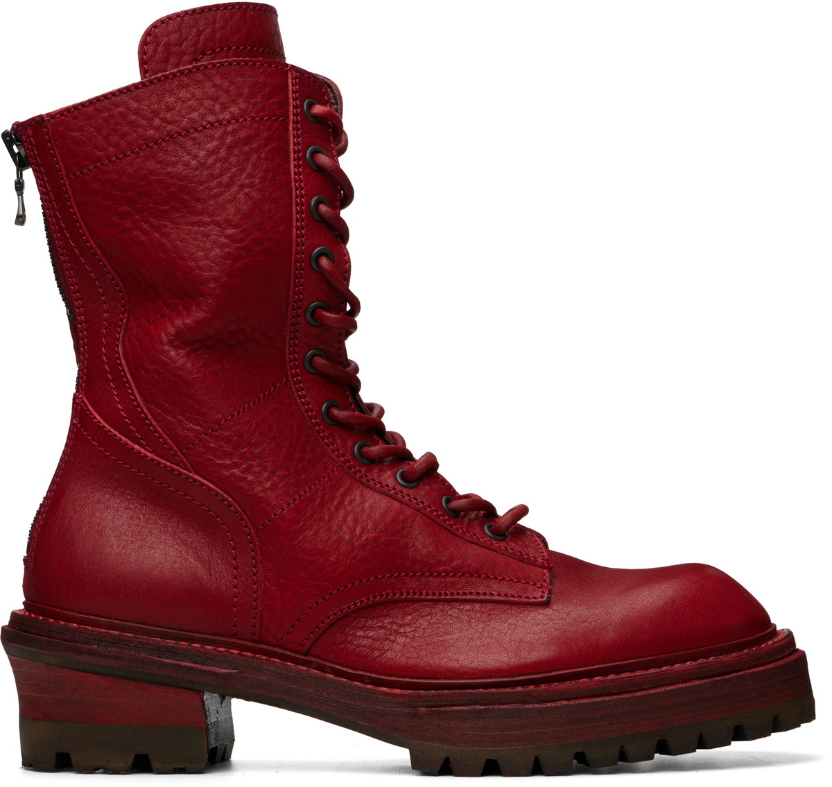 Julius Red Side Zip Lace Up Boots