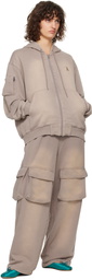 OPEN YY Beige Washed Pocket Baggy Sweatpants
