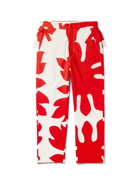 BODE - Tie-Detailed Appliquéd Cotton Trousers - Red