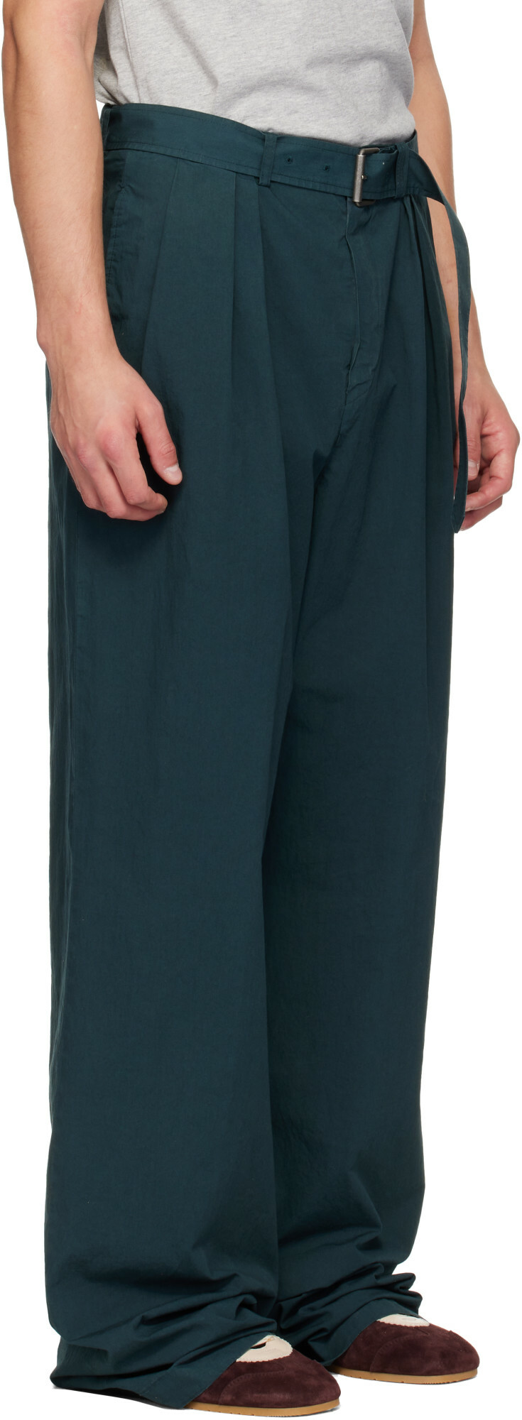 Dries Van Noten Green Poplin Trousers