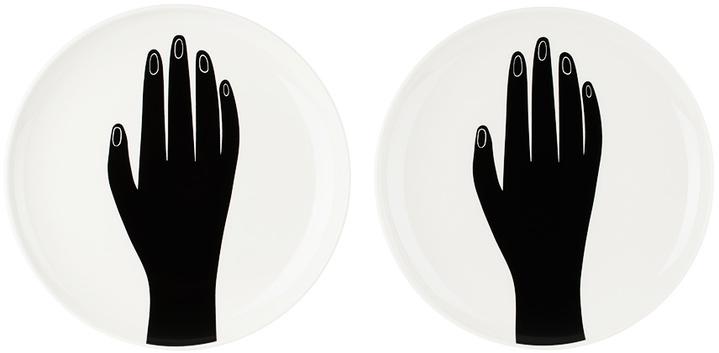 Photo: Maison Balzac White & Black 'Les Mains' Dinner Plate Set